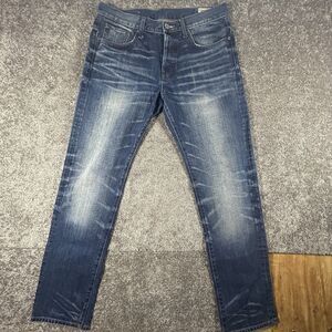 G Star RAW 3301 Jeans Men 34x32 Blue 3301 Slim Straight Stretch Whiskered READ